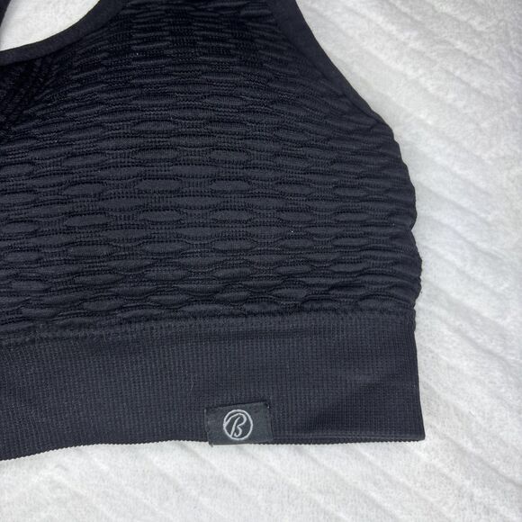Balance Collection Large Sport Bra Black Ribbed Seamless Racerback Textured Knit - Picture 3 of 5
